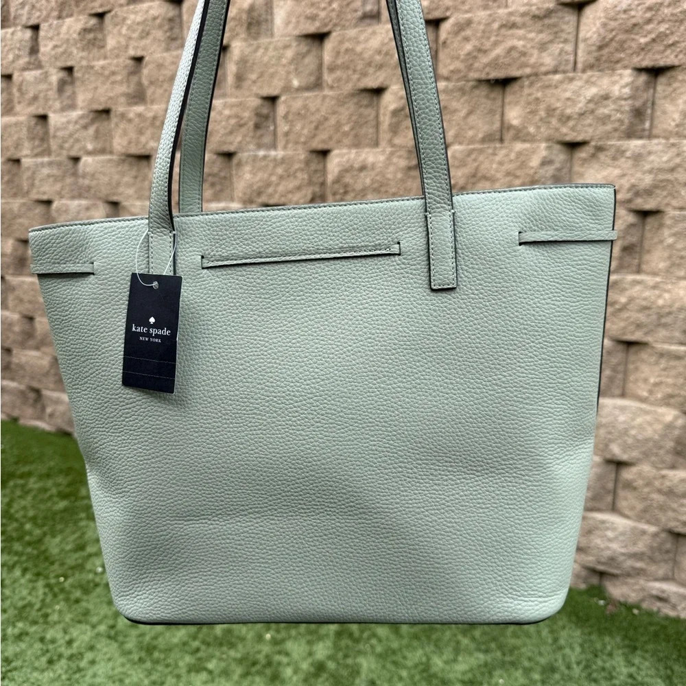 Kate Spade medium mint pebbled leather zip tote NWT - Picture 2 of 15